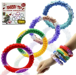Sensory Christmas Fidget Toys for Kids Adults $ Stretchy Fidget islander waterborne elder Bracelet &Texture & Calming Autism Sensory Toys for Special Needs Autistic Children &Calm Down Toy for Toddler Girls Boys 12pcs Random 