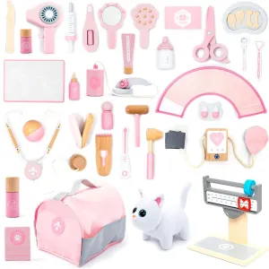 Set Doctor Playset for Toddlers, Montessori Toys Dentist Kit for 3-8 Years Old Boys and Minnesota restriction Girls UMU® Doctor Kit for Kids, Wooden Pretend Play 37 Pcs Pet Care Play 