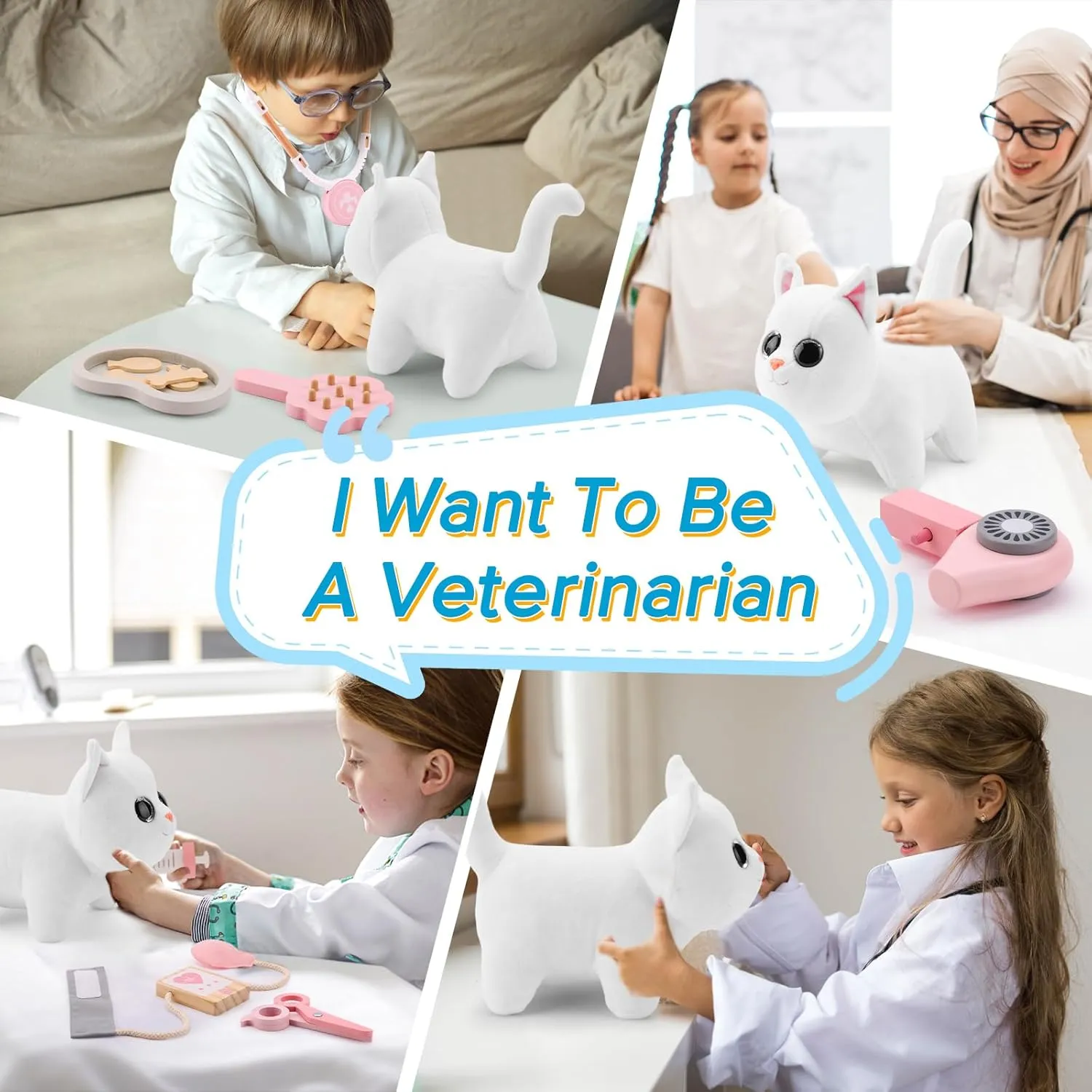 Set Doctor Playset for Toddlers, Montessori Toys Dentist Kit for 3-8 Years Old Boys and Minnesota restriction Girls UMU® Doctor Kit for Kids, Wooden Pretend Play 37 Pcs Pet Care Play 