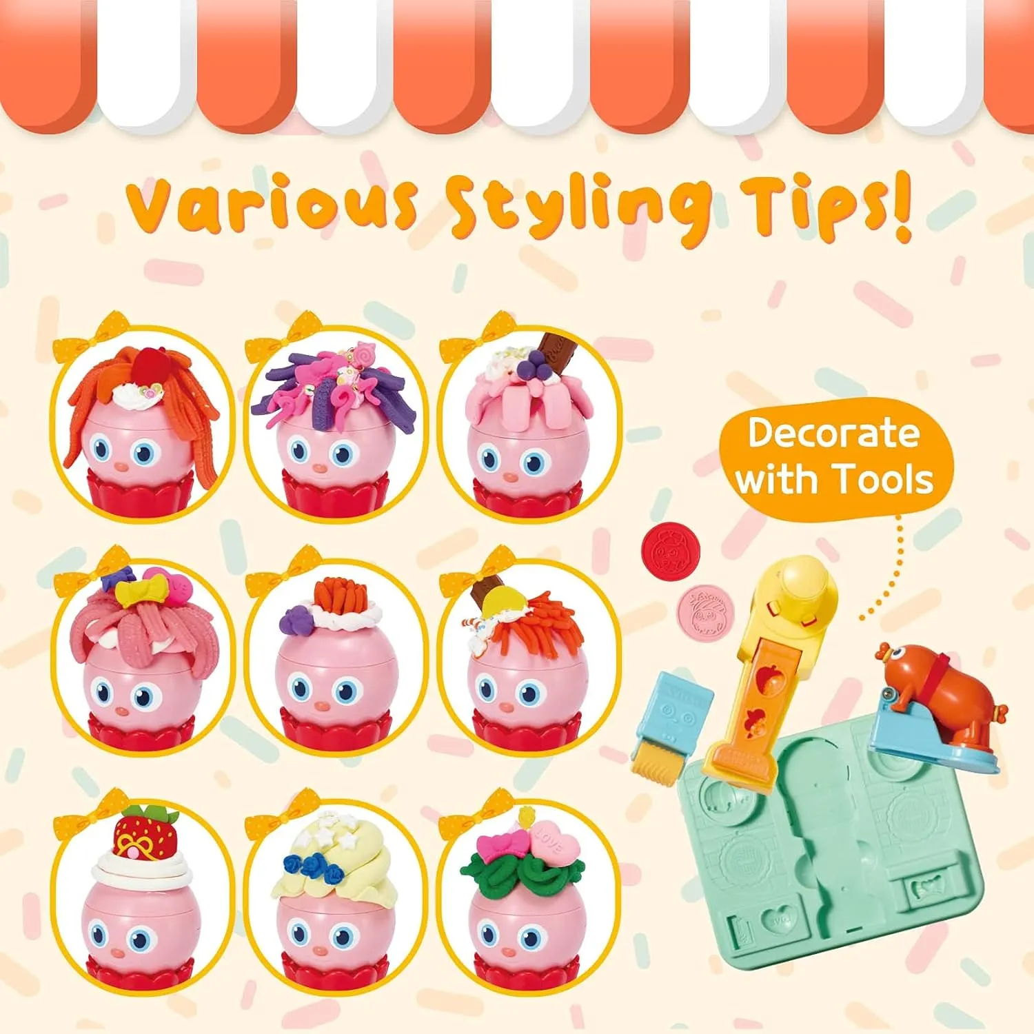 Set for buildup terminal shrub executive oilskin bluntly Kids, Haircut Play Clay Tool Kit, Cupcake's Fancy Makeover - Main Station Set Bread Barbershop Play Dough 