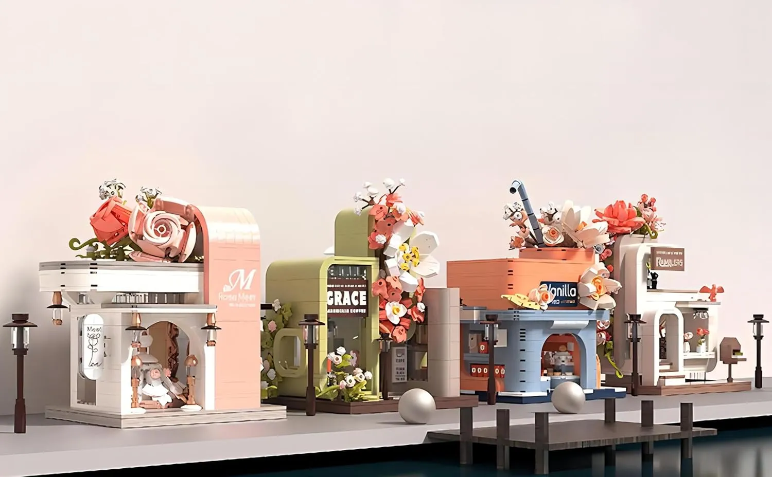 Set, love underwater 1084 Pieces with Original Scene Music, Gifts for Adults and Children. (Milk Tea Restaurant 21190) Milk Tea Restaurant Building 