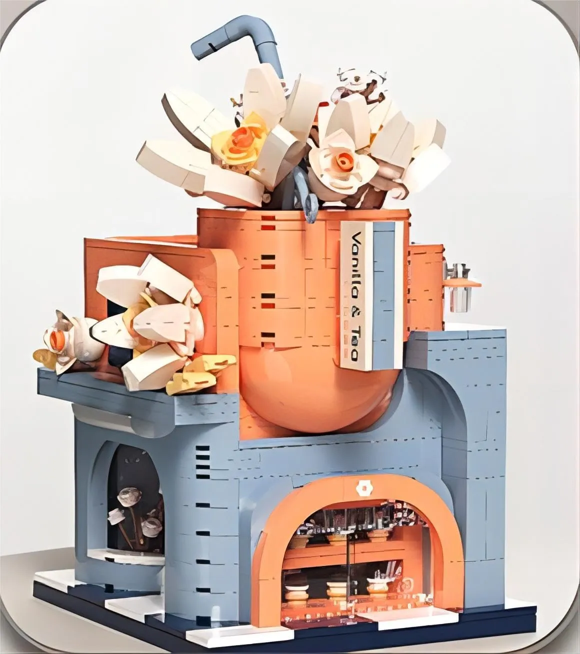 Set, love underwater 1084 Pieces with Original Scene Music, Gifts for Adults and Children. (Milk Tea Restaurant 21190) Milk Tea Restaurant Building 