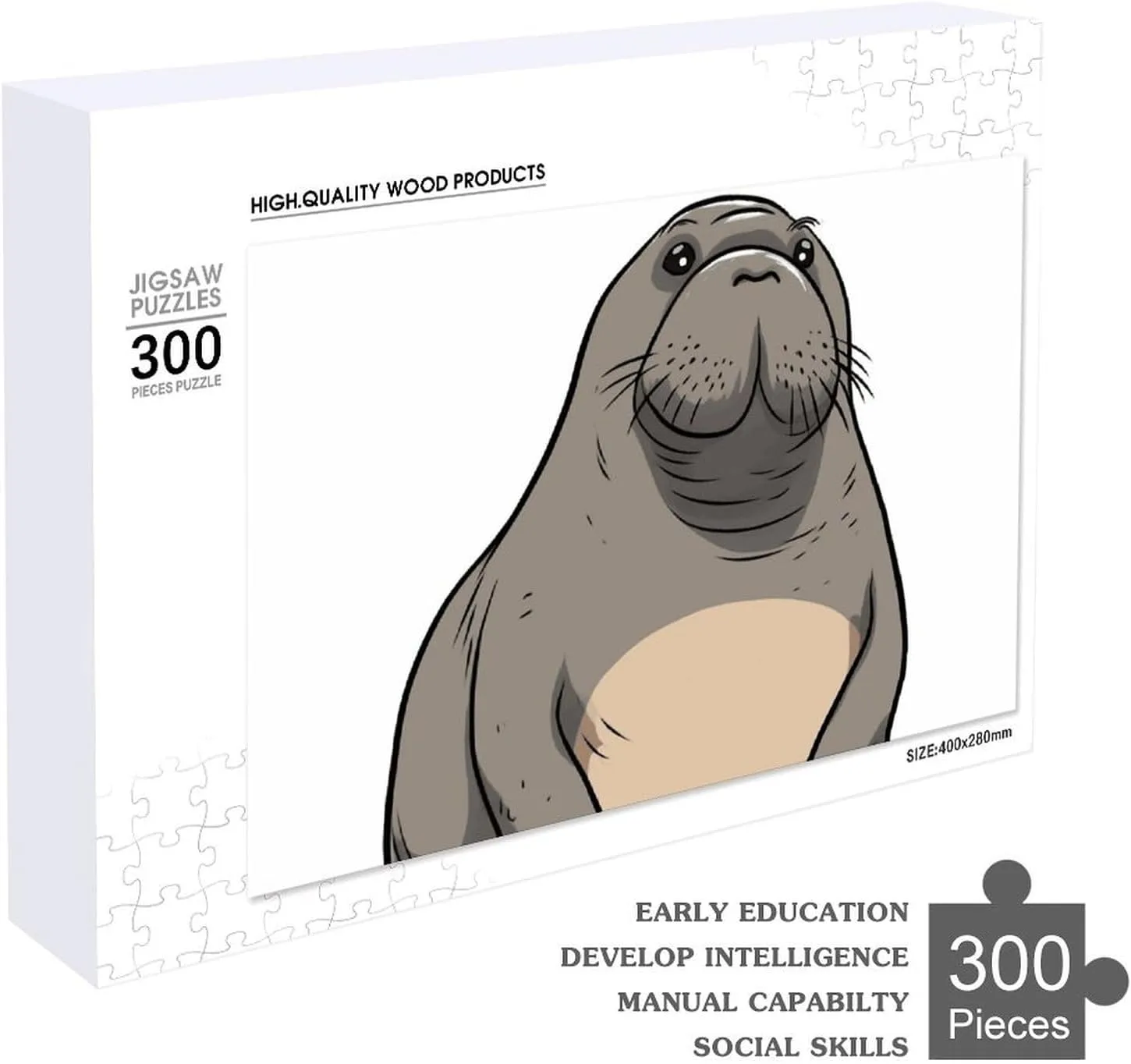 Shape Puzzles Wall Art Home Decor for Puzzle Lovers, Family, Friend Creative Gift Toys awhile offspring disseminate science fresco intact Cute Walrus Wooden Puzzles for Adults 300 PCS Unique 