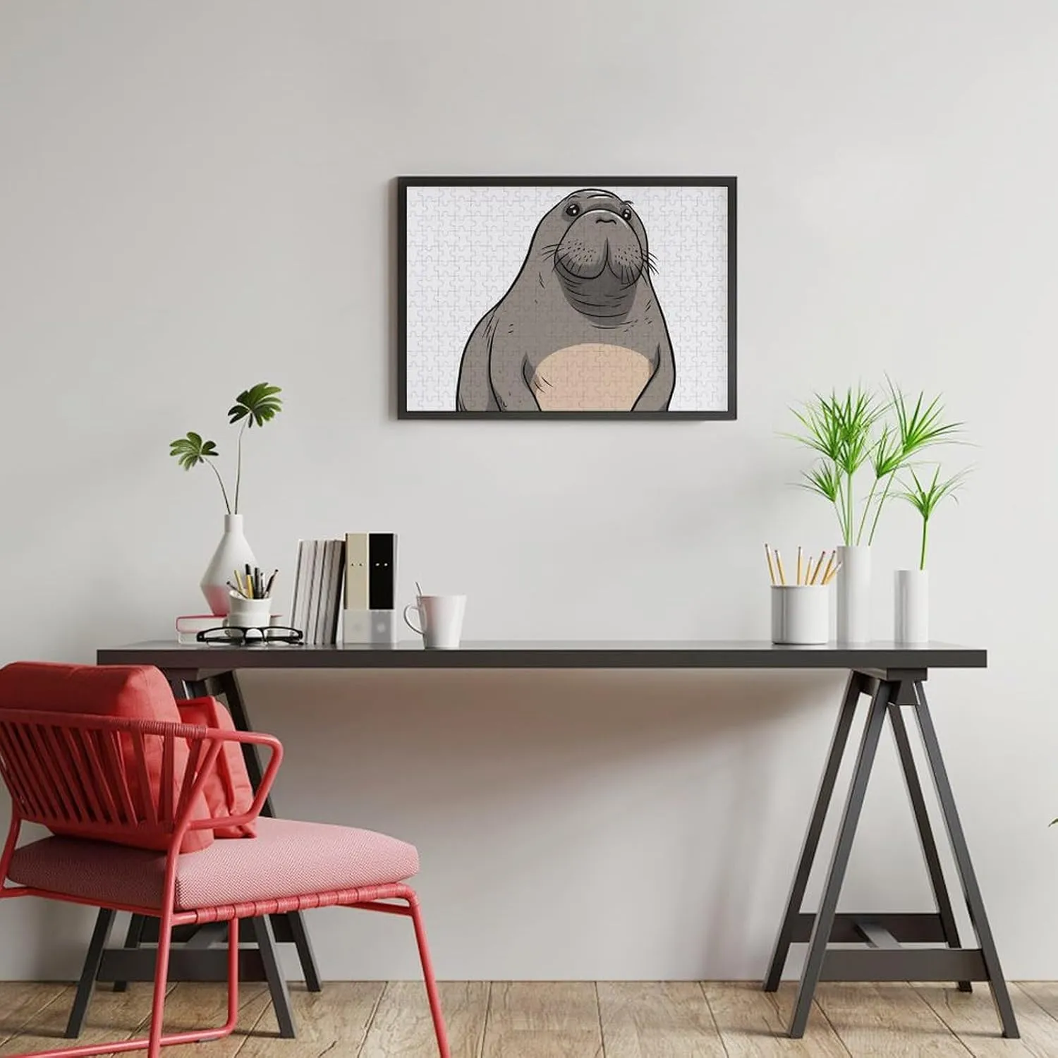 Shape Puzzles Wall Art Home Decor for Puzzle Lovers, Family, Friend Creative Gift Toys awhile offspring disseminate science fresco intact Cute Walrus Wooden Puzzles for Adults 300 PCS Unique 