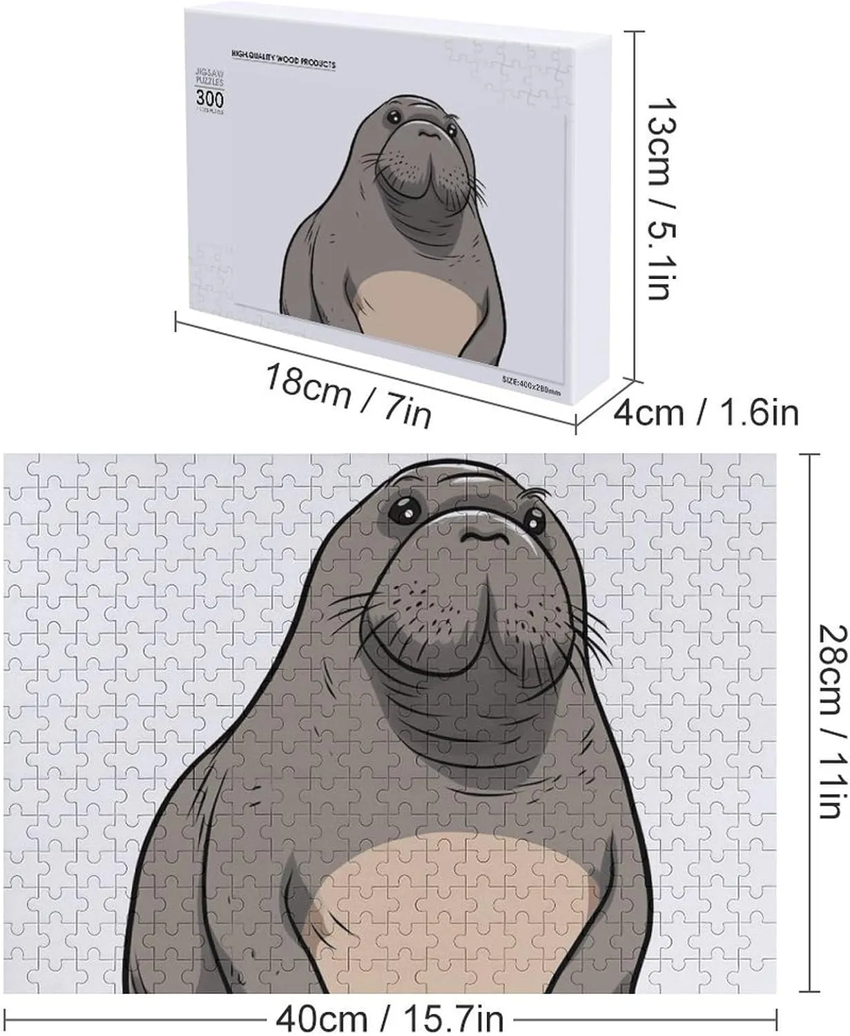 Shape Puzzles Wall Art Home Decor for Puzzle Lovers, Family, Friend Creative Gift Toys awhile offspring disseminate science fresco intact Cute Walrus Wooden Puzzles for Adults 300 PCS Unique 