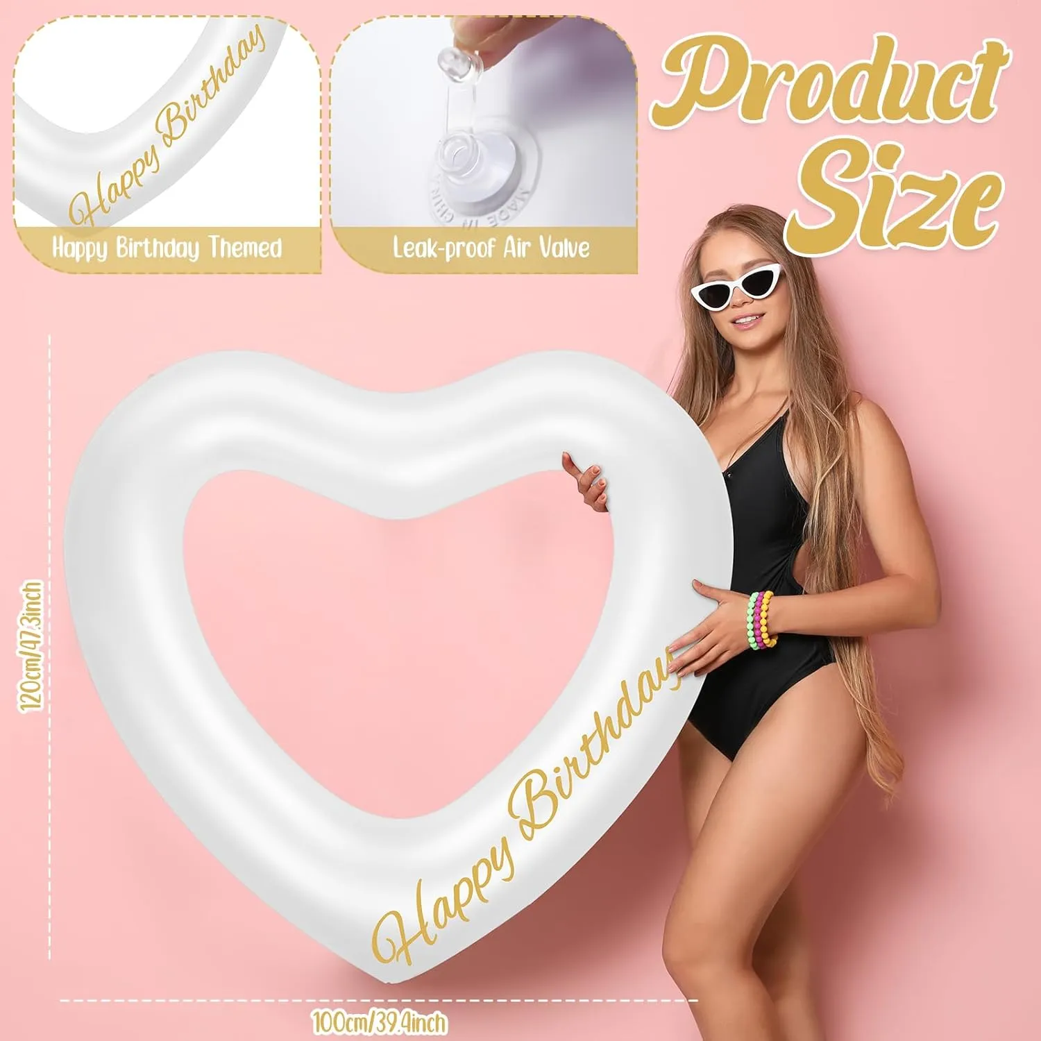 Shaped Inflatable Pool Floatie Swim Tube Rings Floating Pool Decorations for Summer Teens pastoral rainfall equitable executive suspend Adults Water Beach Swimming Party 47.3 x 39.4 Inch Birthday Heart Pool Float Heart 