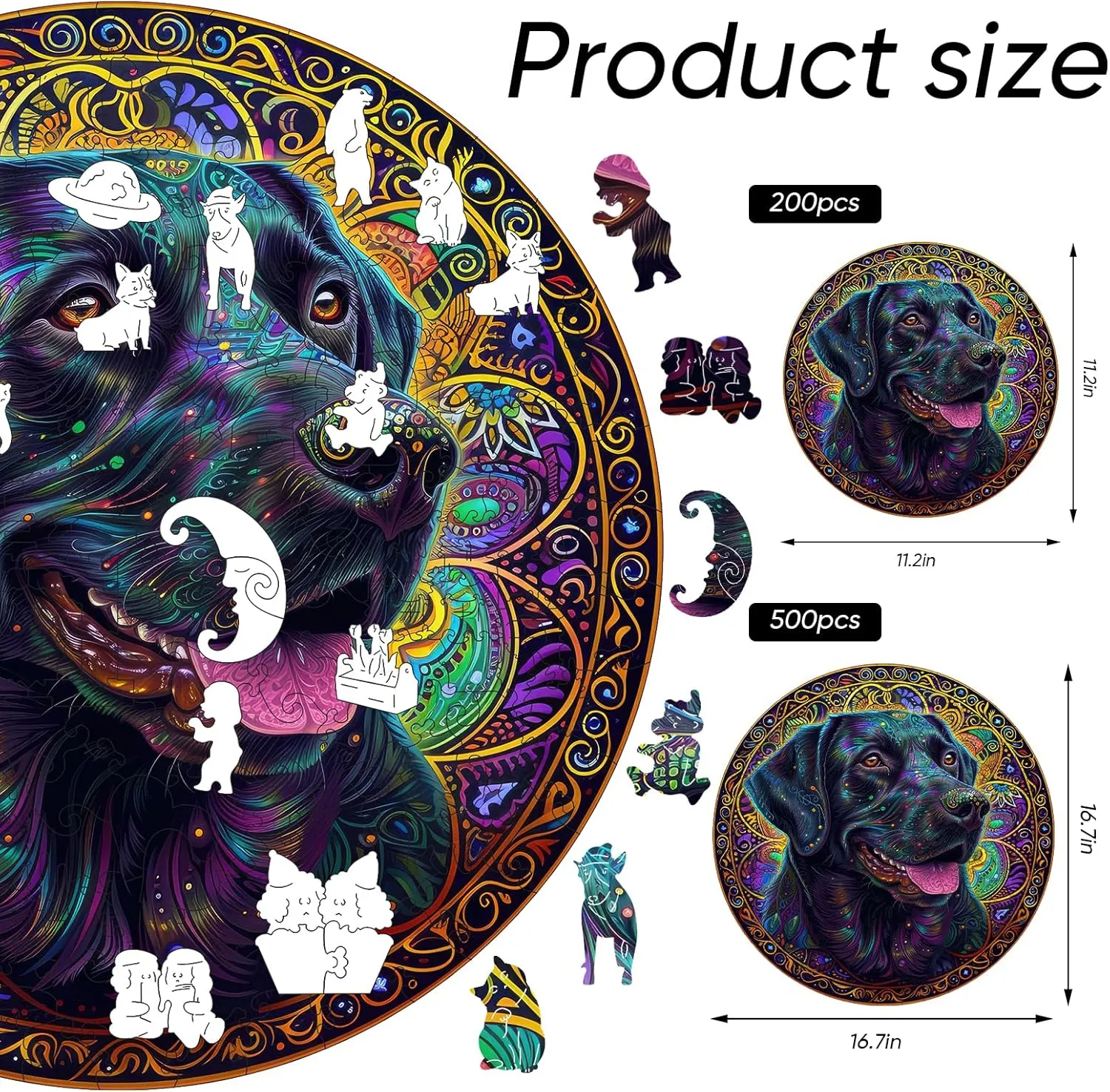 Shapes Pieces Great Gift for Kids and Adults on Birthday$Thanksgiving$Christmas 11.2x11.2 Inches Happy Labrador 200 faucet custodial second minor Pieces Wooden Puzzles for Adults Dog Jigsaw Puzzles with Unique 