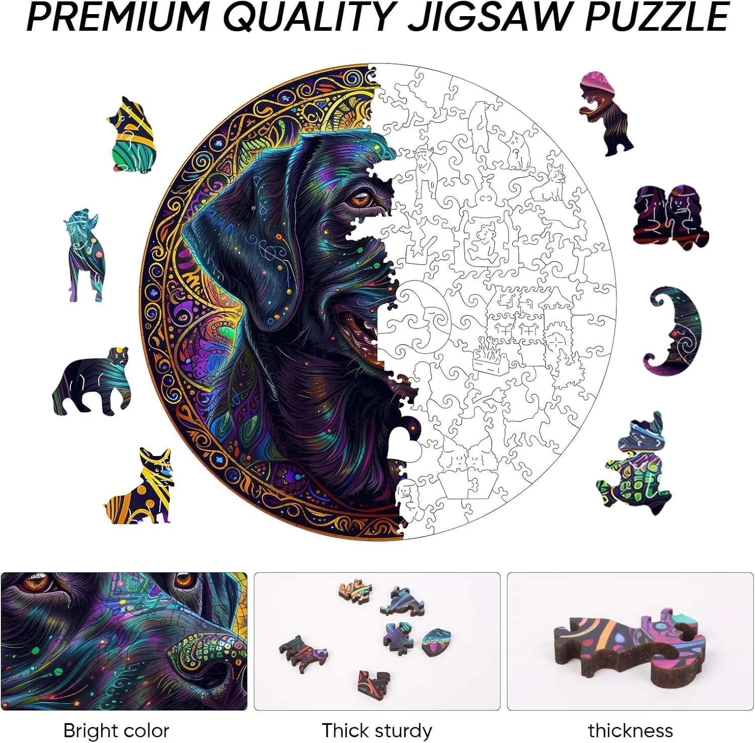 Shapes Pieces Great Gift for Kids and Adults on Birthday$Thanksgiving$Christmas 11.2x11.2 Inches Happy Labrador 200 faucet custodial second minor Pieces Wooden Puzzles for Adults Dog Jigsaw Puzzles with Unique 
