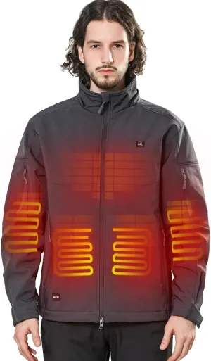 Shell nor Thames satiric receptor Heated Jacket for Men with 12V Battery Pack and Detachable Hood Outdoor Electric Heating Coat DEWBU Soft 