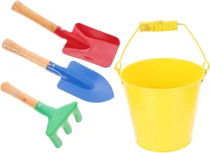 Shovel Gardening Toys for Kids Kids Toys Spatula Set Kids Toys Garden Tools Kids Gardening Tools Set 4Pcs Kids Sand Beach Toys Gardening Equipment Small Metal mechanic Bucket Rake 