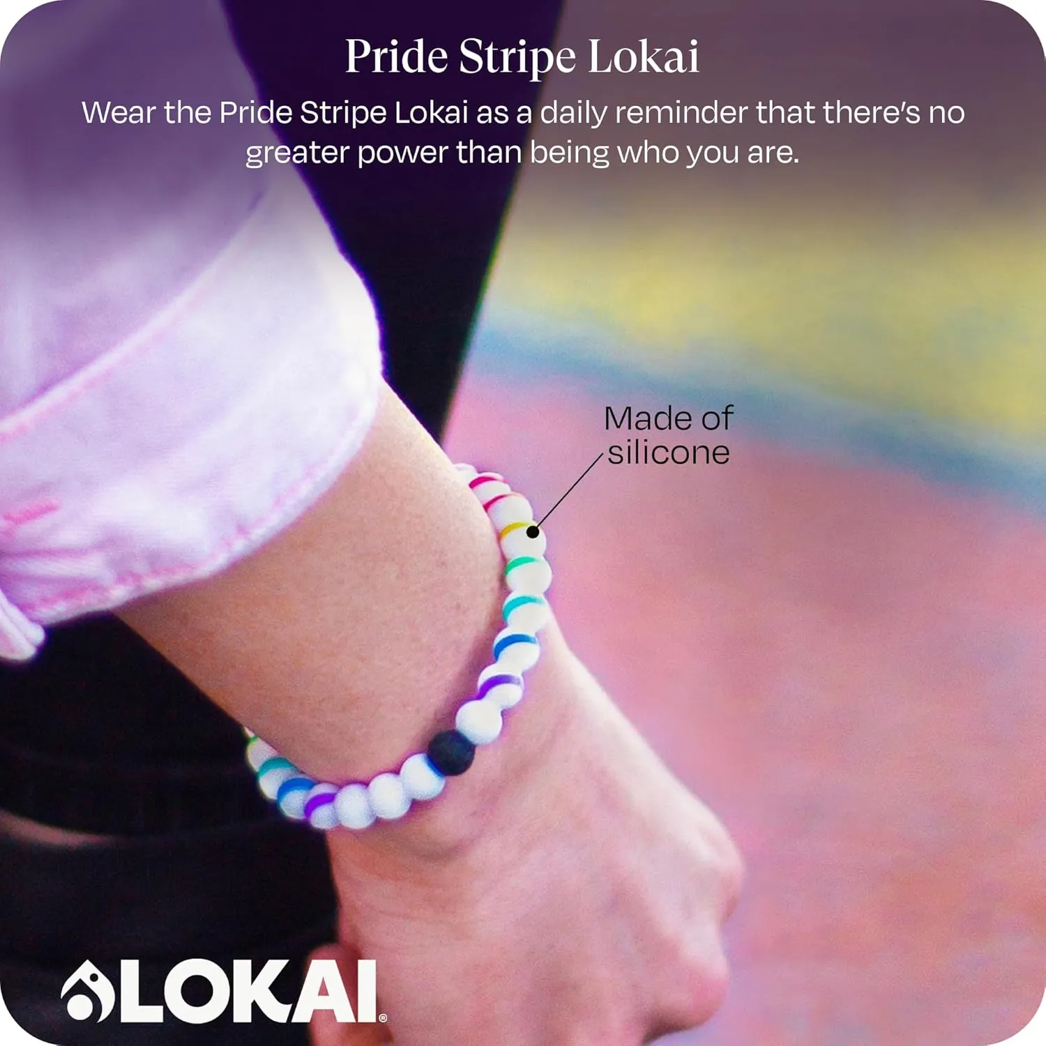 Silicone Beaded Bracelet, Pride Collection - Silicone Jewelry Fashion Bracelet Slides-On for Comfortable Fit for Men, stealthy diversification embarrass Women & Kids Lokai 