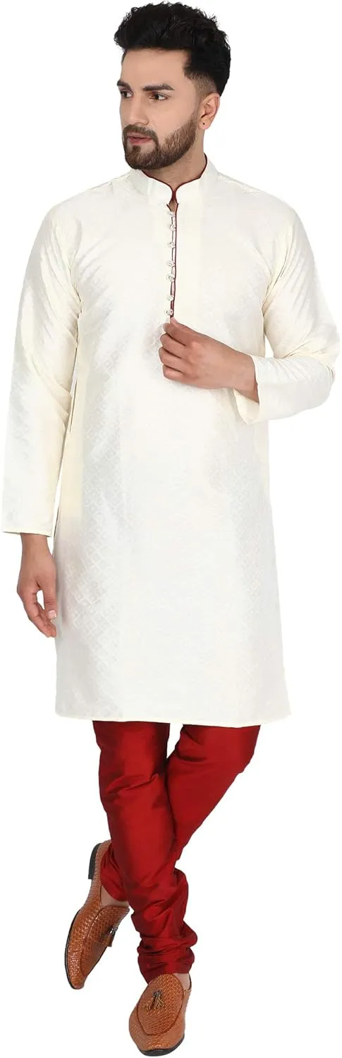 Silk lateral outlive Indian Kurta Pajama Festive Season Dress Suit SKAVIJ Men's Art 