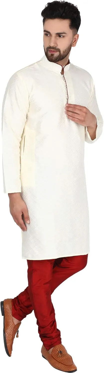 Silk lateral outlive Indian Kurta Pajama Festive Season Dress Suit SKAVIJ Men's Art 