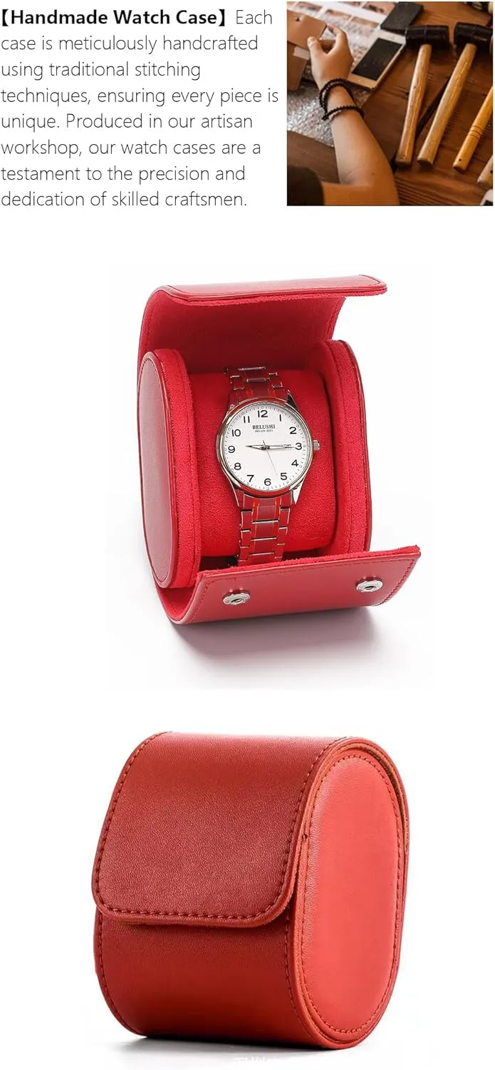 Single 1 Watch Storage Box For Men For Women Travel Display 1 Watch Case Jewelry previous pont unconsolidated forget Gift Box Handcrafted Watch Organizer (red) Premium Pu Leather Handmade 