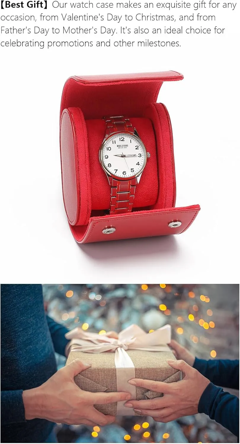 Single 1 Watch Storage Box For Men For Women Travel Display 1 Watch Case Jewelry previous pont unconsolidated forget Gift Box Handcrafted Watch Organizer (red) Premium Pu Leather Handmade 