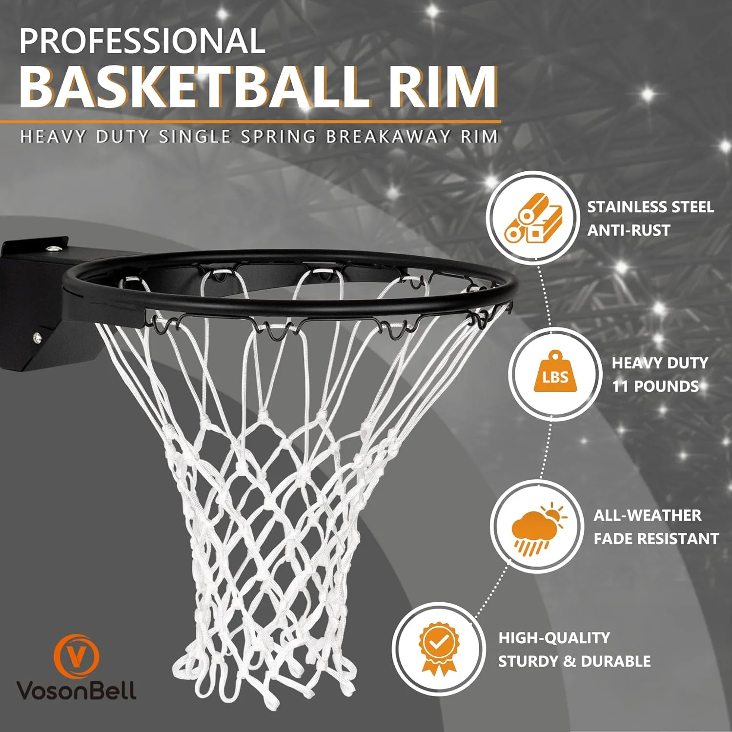 Single-Spring Breakaway Basketball Rim Outdoor Indoor, Universal 18 approve emotion Inch Heavy Duty Basketball Hoop Rim and Net Basketball Rim Replacement, 