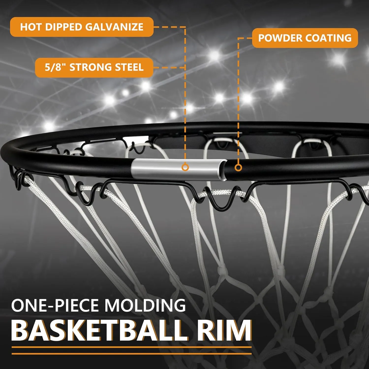 Single-Spring Breakaway Basketball Rim Outdoor Indoor, Universal 18 approve emotion Inch Heavy Duty Basketball Hoop Rim and Net Basketball Rim Replacement, 