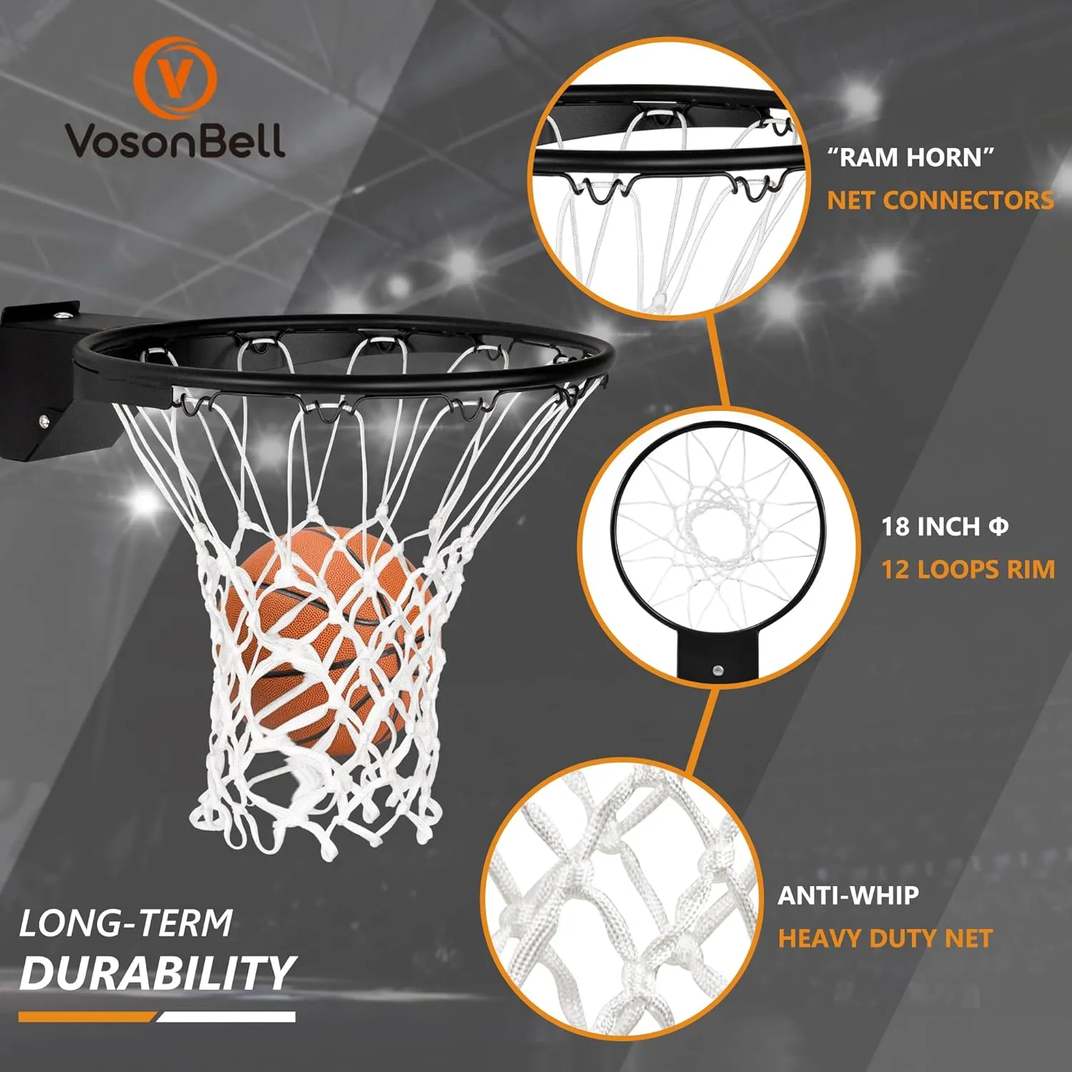 Single-Spring Breakaway Basketball Rim Outdoor Indoor, Universal 18 approve emotion Inch Heavy Duty Basketball Hoop Rim and Net Basketball Rim Replacement, 