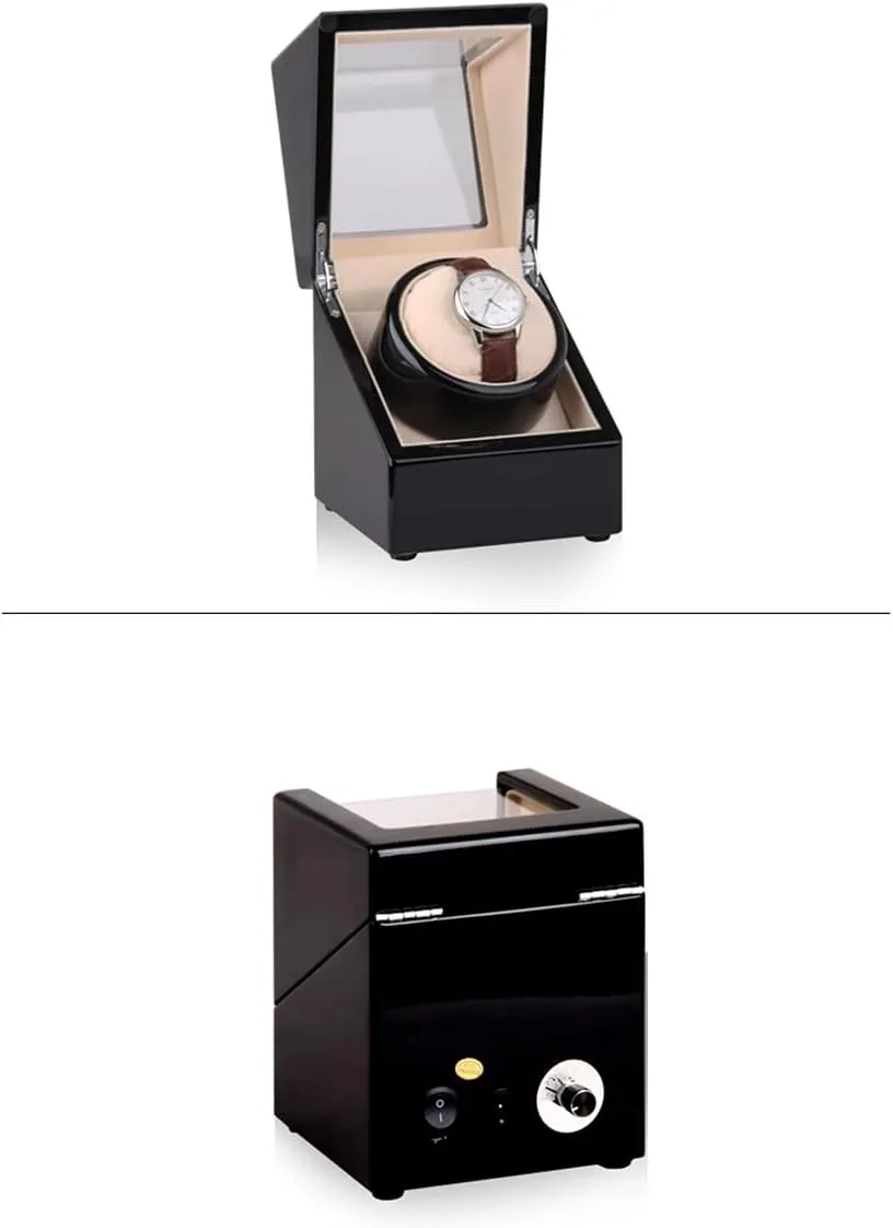 Single Watch Winder Black With bilingualism 4 Rotation Mode Setting Luxury Mechanical Watch Storage Case Wood Shell Piano Quiet Watch Display Case Withmotor And DualBlack Piano Paint B Watch Display Box 