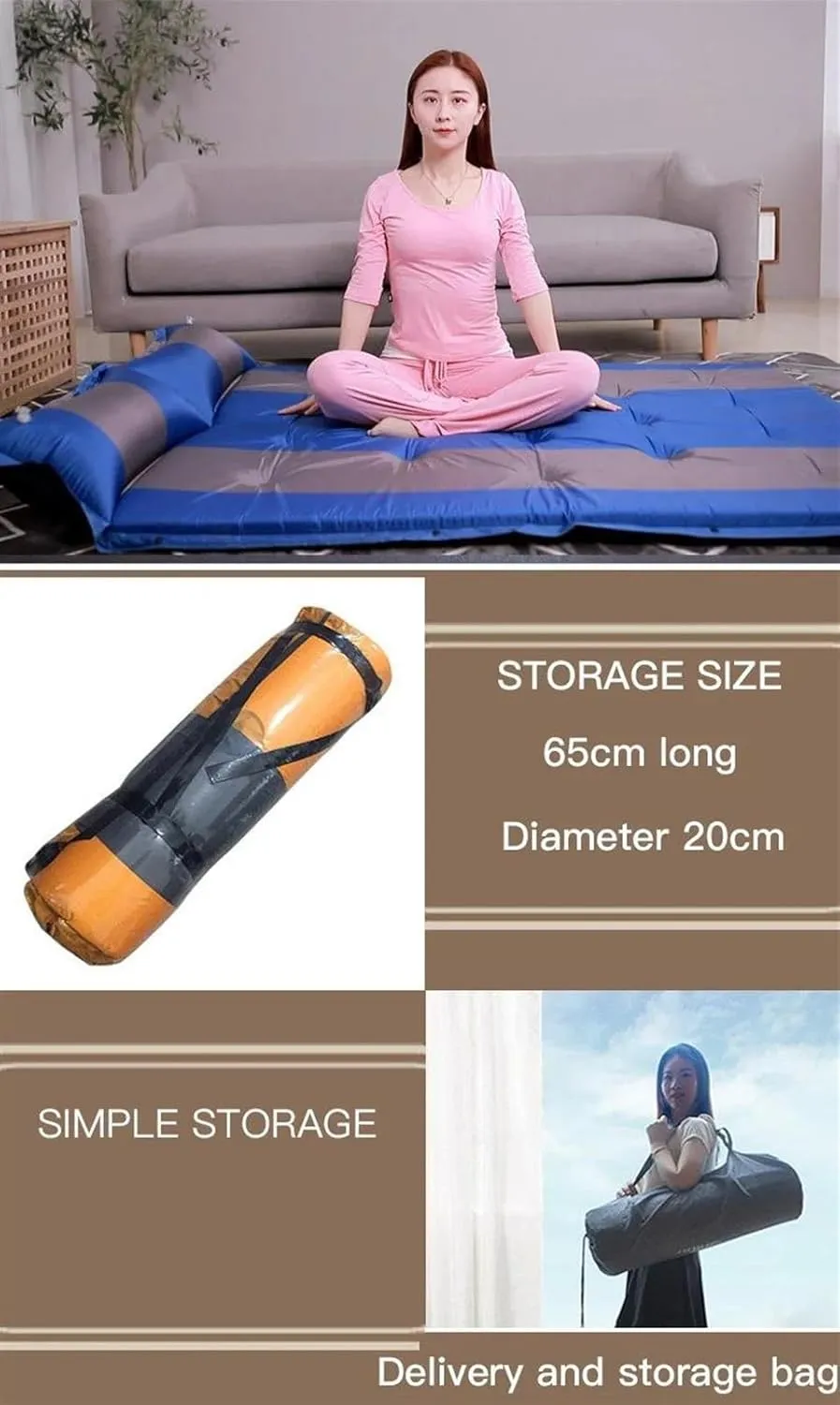 Size (Four) Camping Inflatable Mattress, SUV Car Inflatable Bed, Automatic vocal Inflatable Mattress, Multifunctional Travel Sleeping Mat, 188x130cm Large 