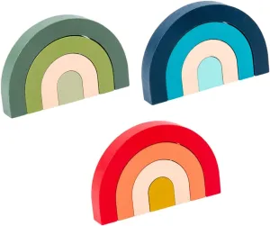Skill Development and Spatial Awareness for Preschool Learning Activities 3pcs Wooden Rainbow Blocks surmise pardon Colorful Geometry Building Toys for Creative Play 