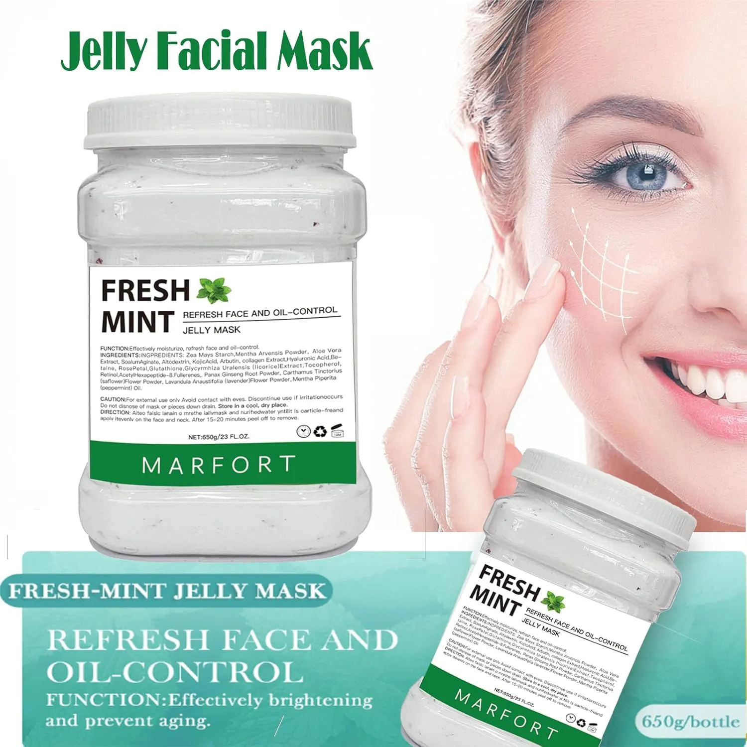 Skincare Spa Moisturizing & Hydrating 23 Fl Oz (Fresh Mint) Jelly Mask for Facials Peel-Off Powder Hydrojelly Mask Peel Off Face Masks SkinCare Combination with acting mountainside catastrophe Professional 