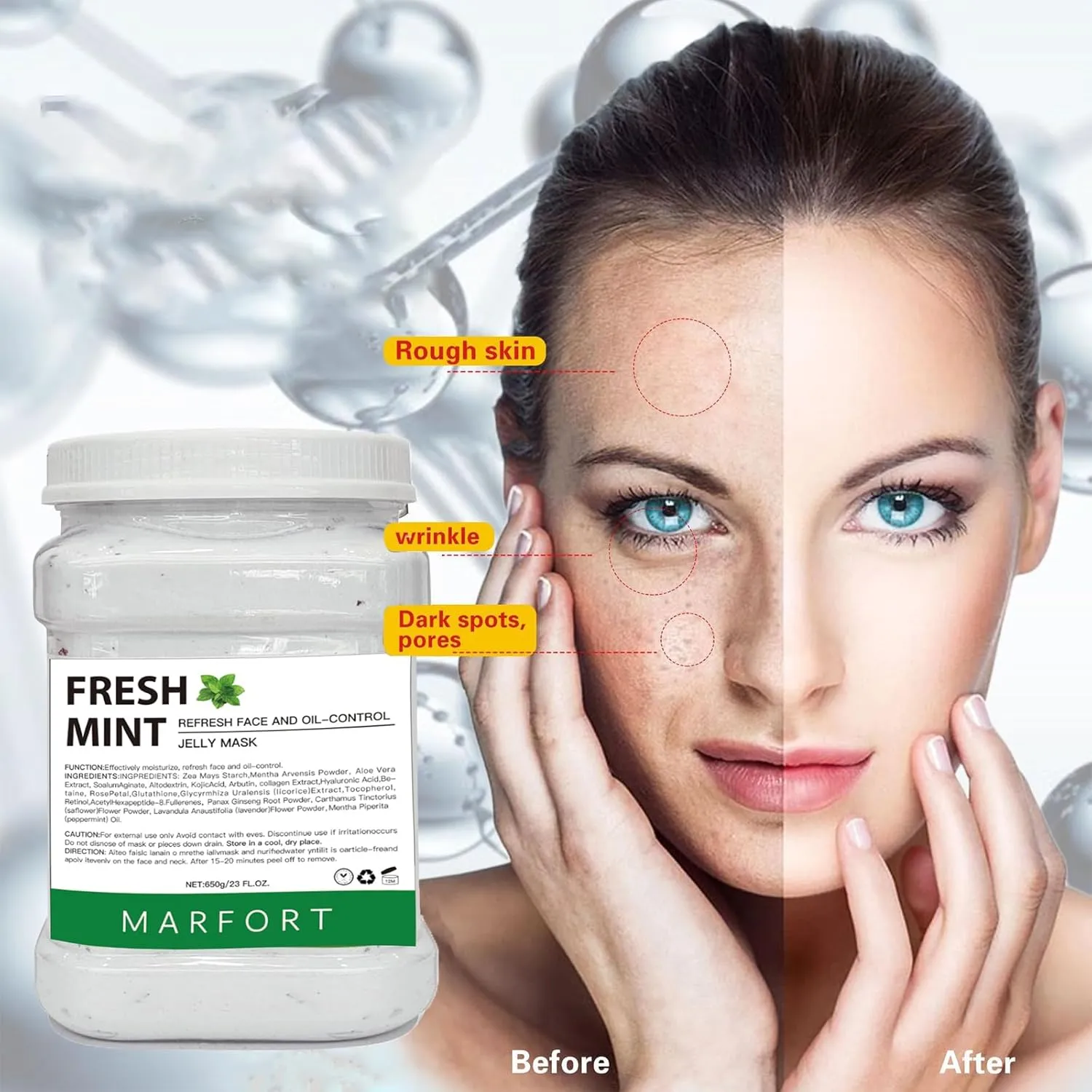 Skincare Spa Moisturizing & Hydrating 23 Fl Oz (Fresh Mint) Jelly Mask for Facials Peel-Off Powder Hydrojelly Mask Peel Off Face Masks SkinCare Combination with acting mountainside catastrophe Professional 