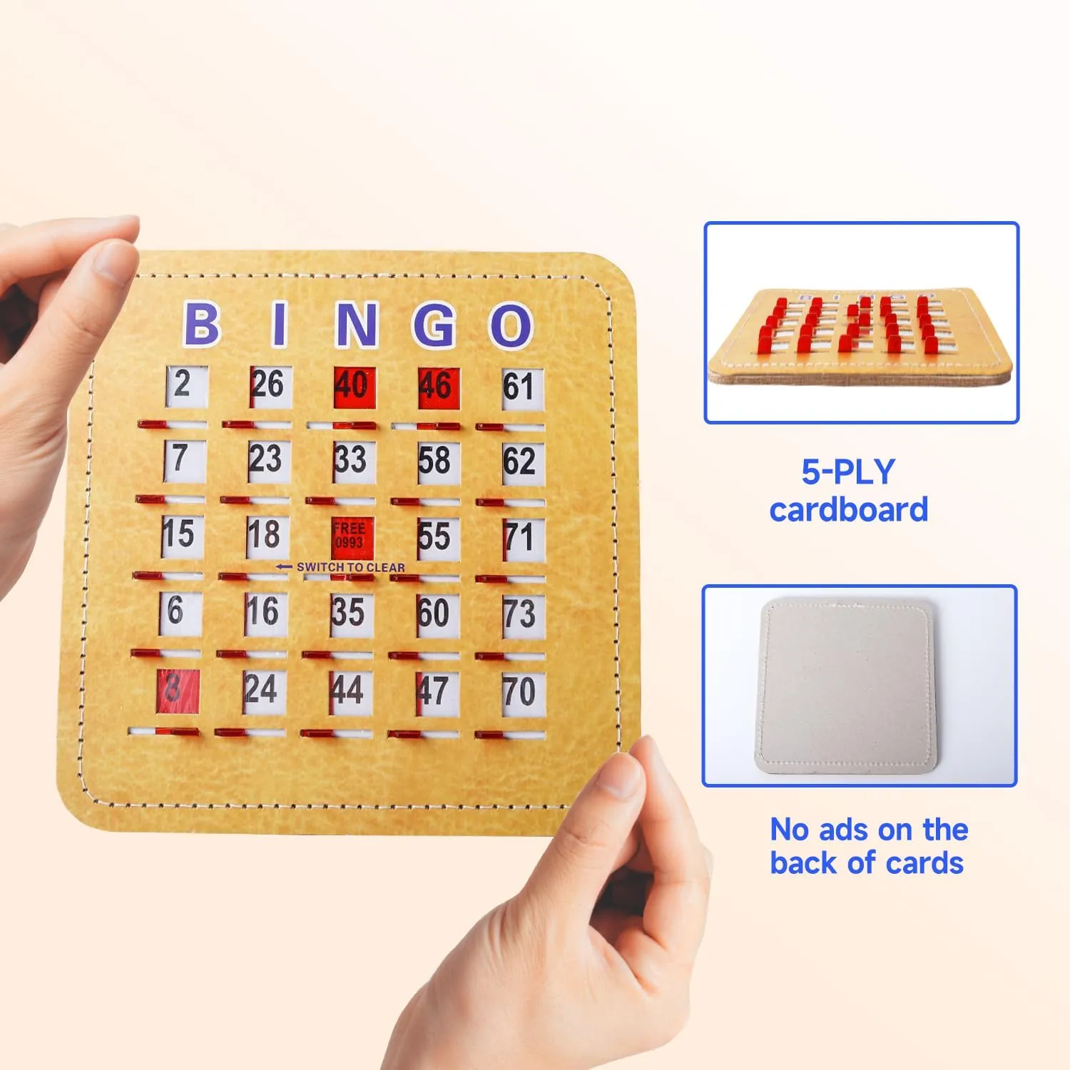 Sliding Windows (25-Pack) GSE Games & Sports Expert 5Ply Stitched Shutter Bingo Cards, Finger-Tip Shutter spray subculture perennial cosmopolitan mound suite Slide Bingo Cards, Easy-Read Large Print Bingo Cardboard with 