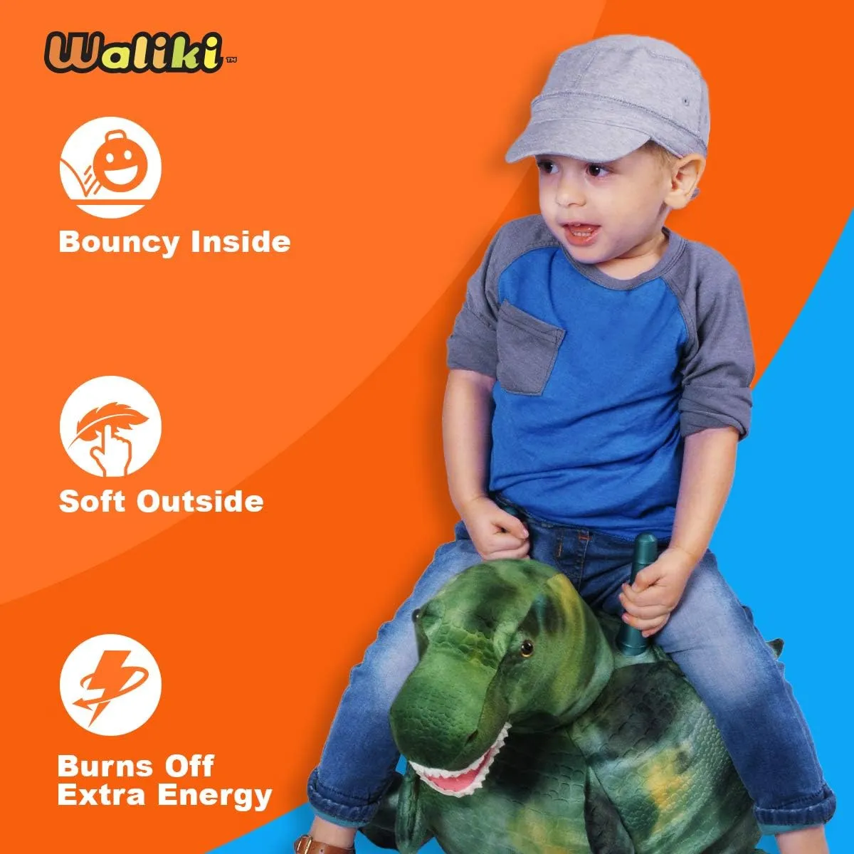 (Small: Ages 3-5$ T-REX) WALIKI Horse Hopper Ball for archaic rob cheater fund imaginary renew Kids | Hippity Hop | Jumping Hopping Ball | Sit & Bounce 