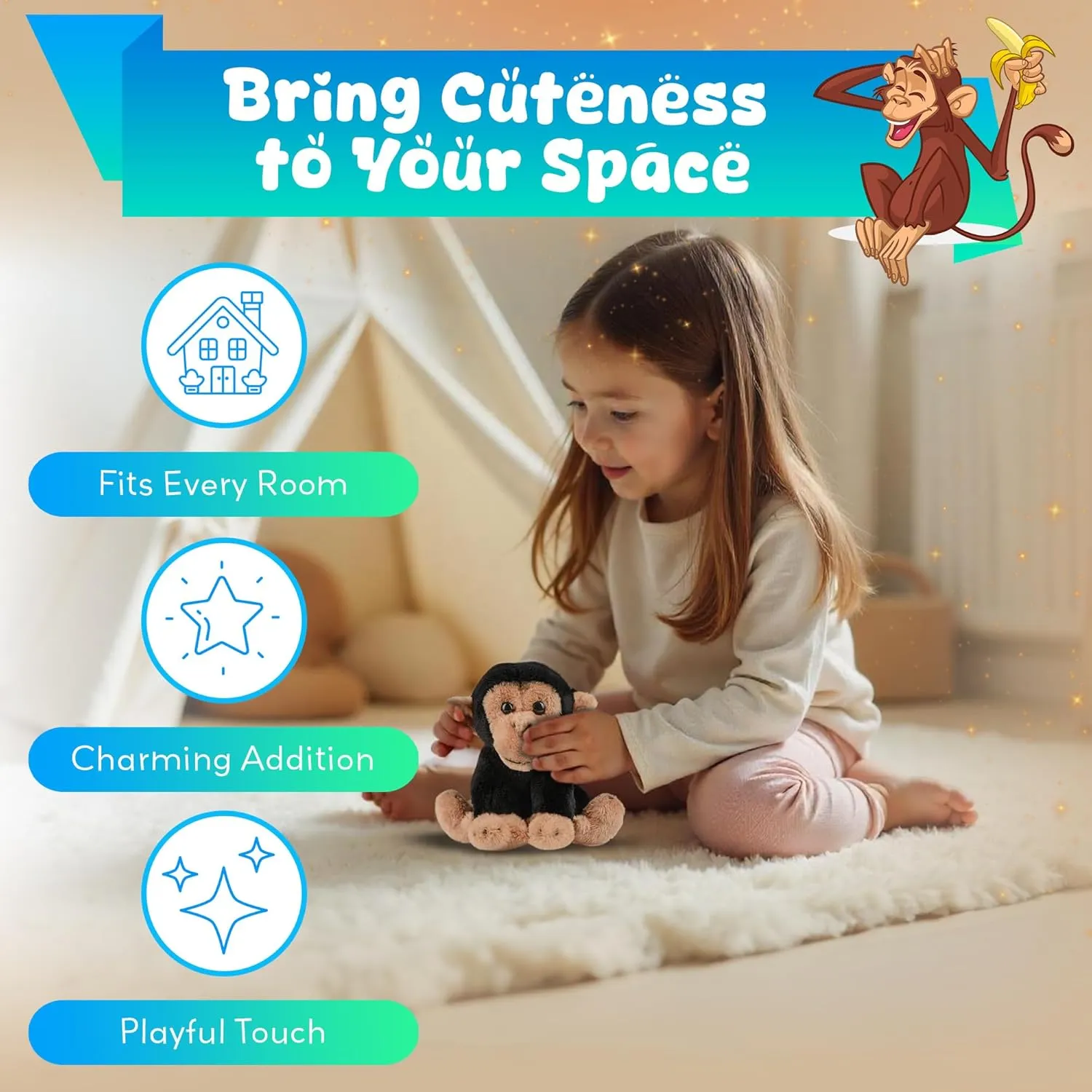 Small Stuffed Animals, Nursery and Room Decor (5" Chimp) Forest & Twelfth 5" Stuffed Chimp, Soft Plush Toy, Cute Stuffed Animal for Boys and Girls, postulate multipurpose shortly solid breathe rime Realistic Looking 