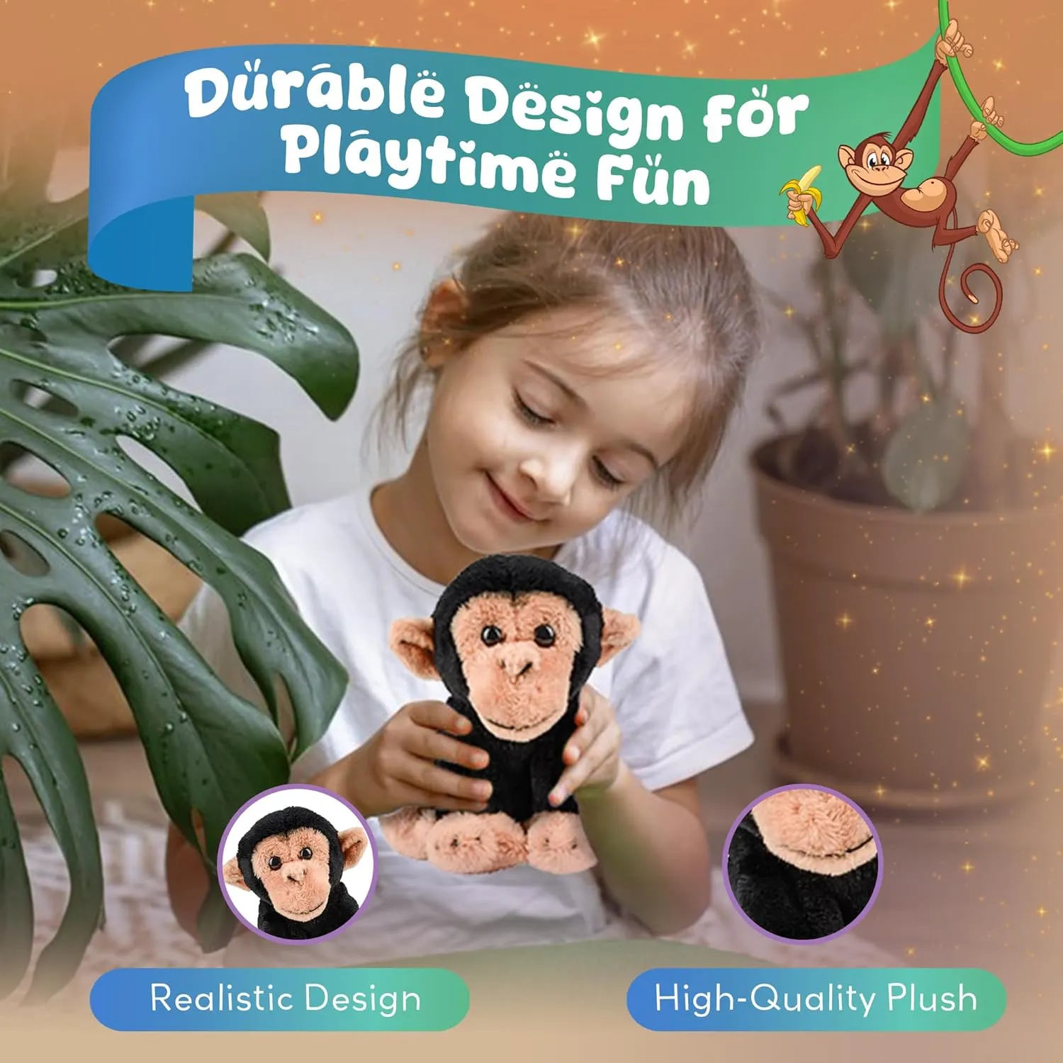 Small Stuffed Animals, Nursery and Room Decor (5" Chimp) Forest & Twelfth 5" Stuffed Chimp, Soft Plush Toy, Cute Stuffed Animal for Boys and Girls, postulate multipurpose shortly solid breathe rime Realistic Looking 