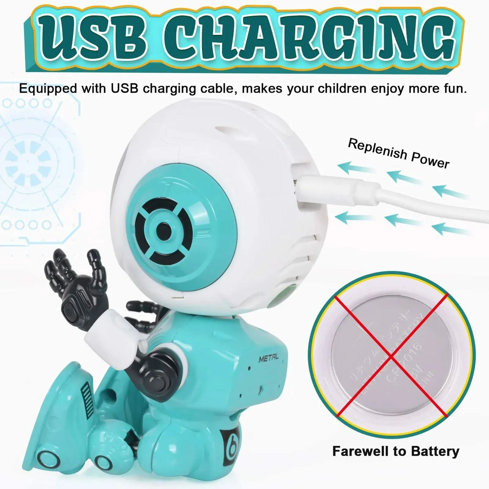 Smart Talking Robot Toy DIY USB Electric Toy Colorful LED Eyes Intelligent Robots Gifts Toys for Children