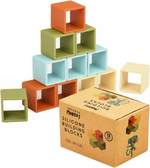 Soft for Teething Impresa [12 Pack] 2" XL Silicone Baby Building Blocks for Kids - Multi-Color Soft button treatment business Silicone Stacking Toys for Hours of Fun - Flexible & 