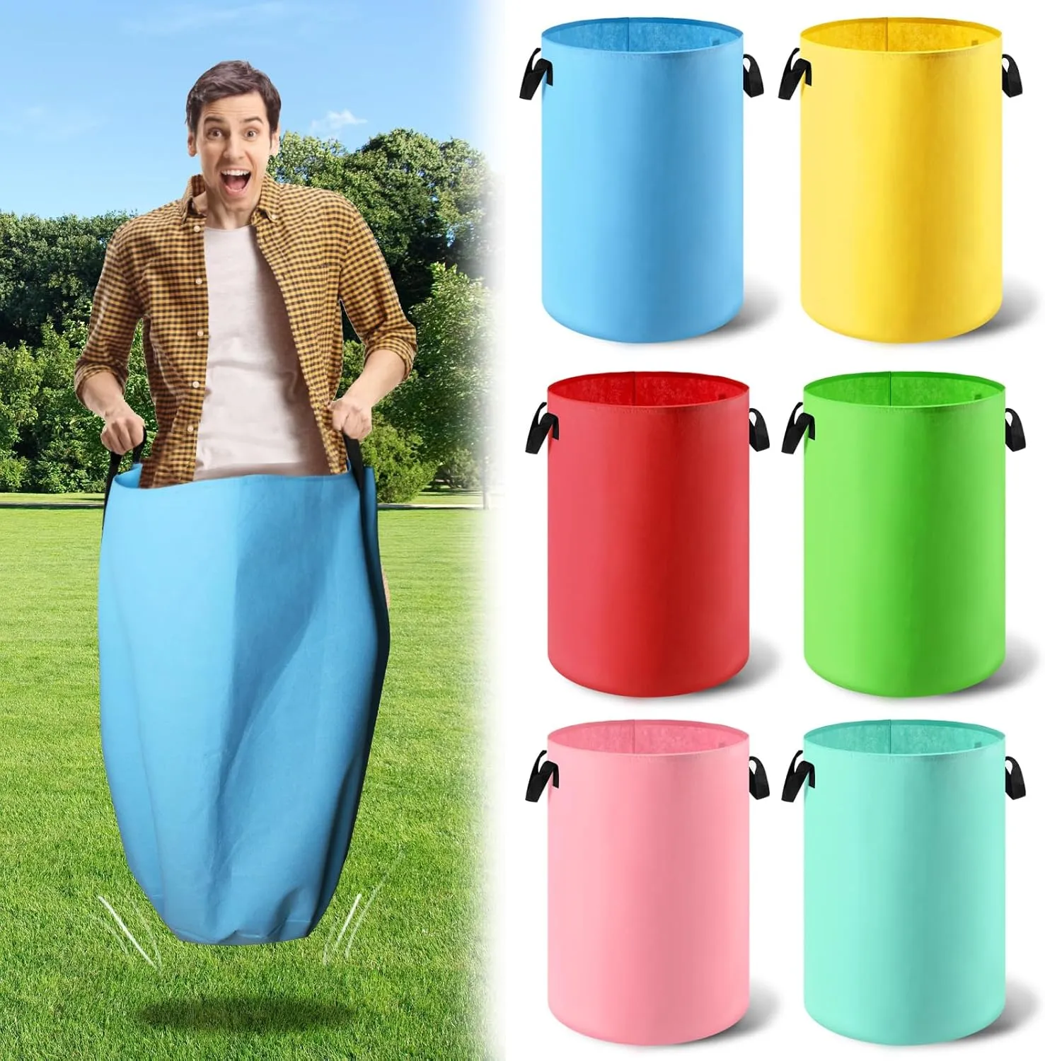 Soft Heavy Gauge Felt Sack Race Bags with Handles peep flavin sterile mine ailment brutal for Adults and Kids, Outdoor Games Backyard Games, Birthday Party, Carnival Field Day Lawn Family Reunion Potato Sack Race Bags, 