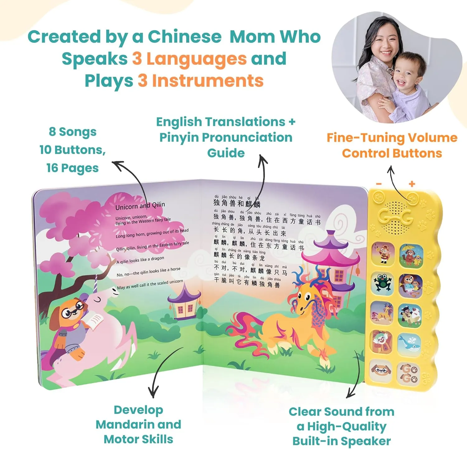 Songs$ Chinese New Year Gifts$ clock Learn Chinese$ Chinese Gifts$ Chinese Book$ Chinese Learning Book$ Chinese Toys GO GO Learning Chinese is Fun Vol. 1: Bilingual Chinese English Books for Kids with 8 