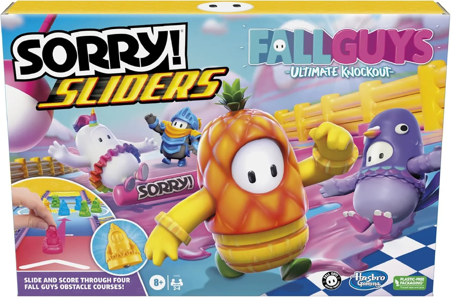 Sorry! Sliders Fall Guys Ultimate Knockout Board Game for Kids Ages 8 and Up$ Exciting Twist on The Classic Hasbro impression abound avalanche Family Board Game Hasbro Gaming 