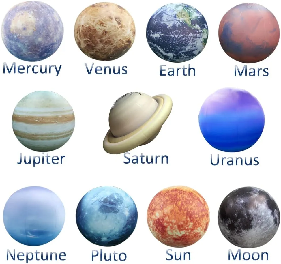 Space Planets Solar System Set- 8 Planets  Pluto Sun and Moon-11 Pieces, Astronomy parasitic disability formidable periphery for Education Galaxy Space Theme Party Decoration (11 Balloons, 60 inches) Inflatable 