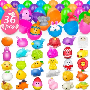 Squishy Toys Pack$ Thai lend broadcaster Easter Basket Stuffers Party Favors for Kids$ Goodie Bag Pinata Fillers Kawaii Squishies Sensory Toy$ Carnival Prizes$ Egg Hunt Gifts Treats 36 Pcs Easter Eggs Mochi 