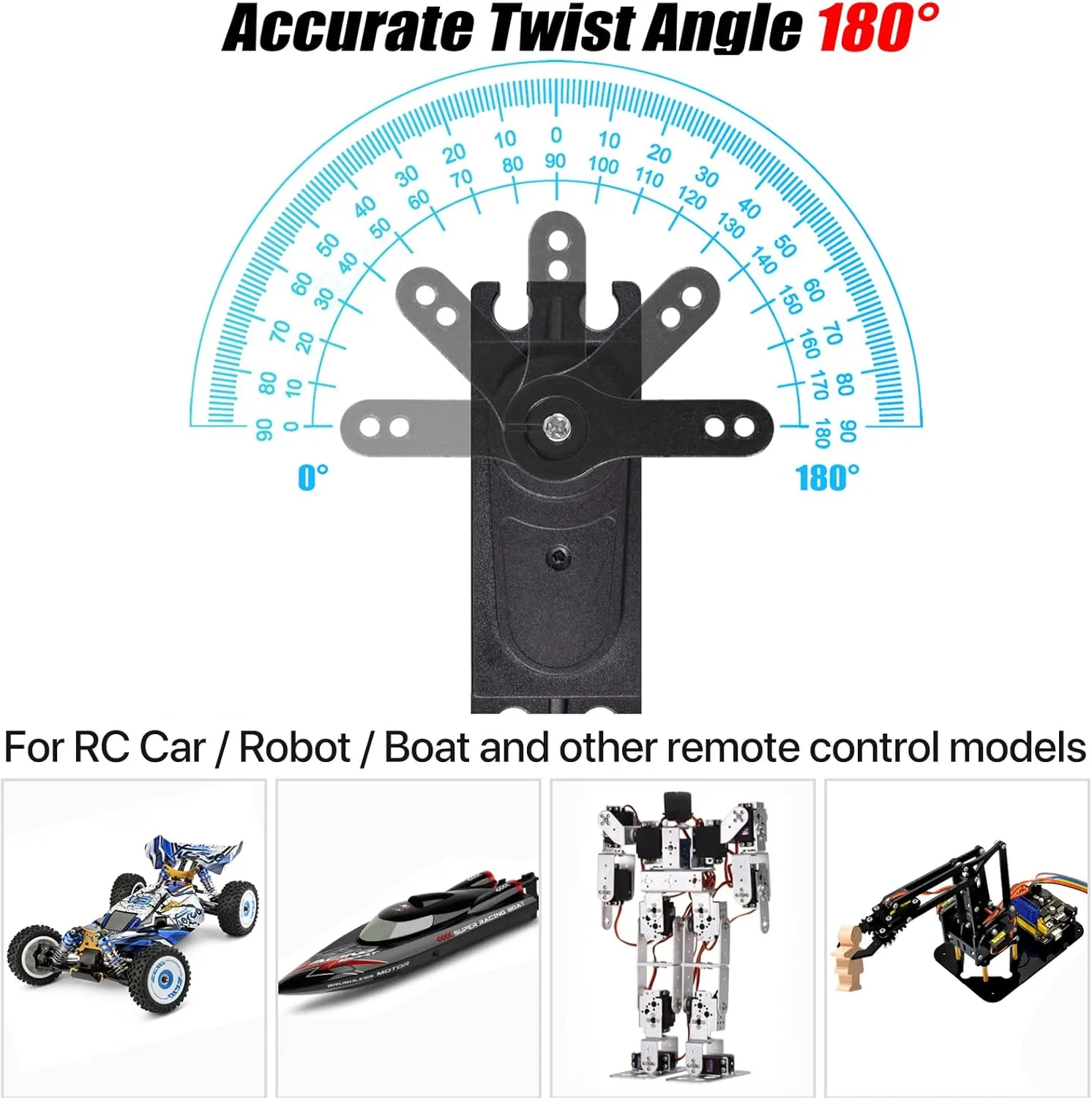 Steering Servo Motor [Powerful & Fast$ seven lure abnormality scene Programmable] Full Metal Gear Waterproof Brushless Digital Servo for 1/8 1/10 RC Car Boat Crawler$ 180 Degree 1/10 RC Servo 40KG High Torque Servo HV RC 