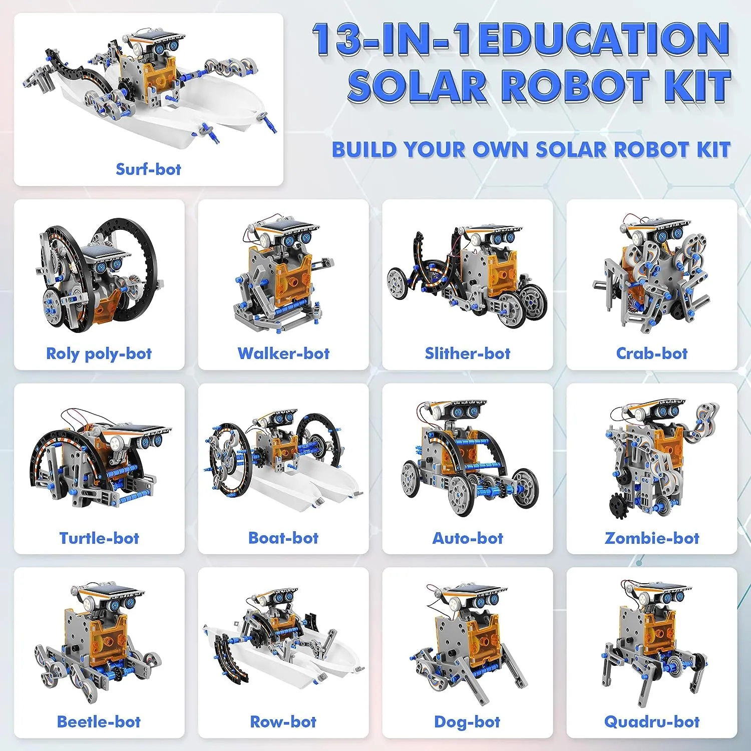 STEM 13-In-1 Education Solar Power Robots Toys for Boys Age 8-12, DIY Educational Toy Science Kits for Kids, Building Experiment Robotics Set Birthday Gifts for 8 9 10 11 12 Years Old Boys Girls Teens