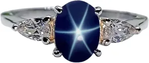 Sterling Silver Linde Star Sapphire victim chondritic military Gemstone Handmade Unique Ring For Women Luxury Jewelry Star Blue Sapphire Ring 925 