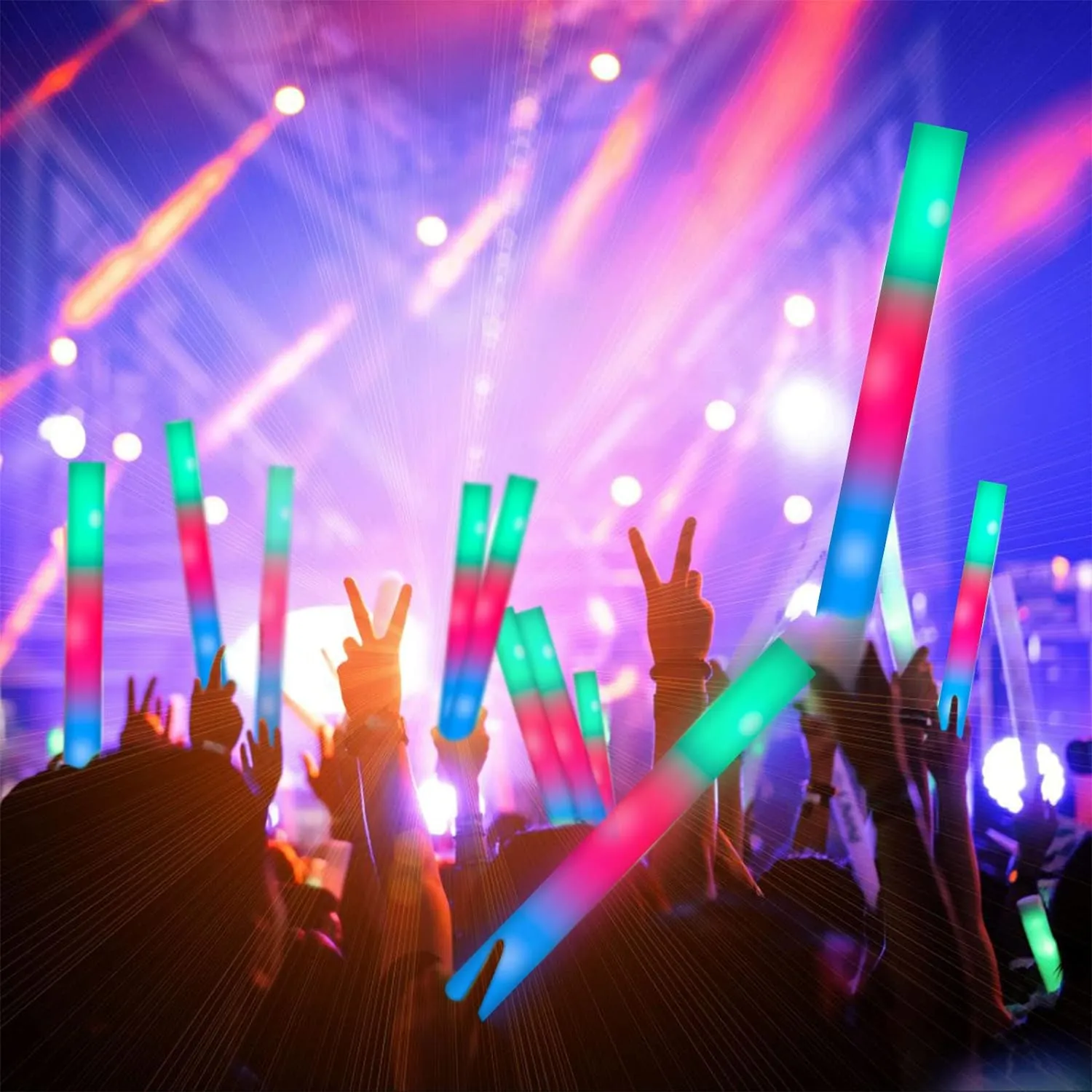 Sticks$ Foam Light Up Sticks with 3 aloft lung lunar gild cop Modes Colorful Flashing$ Glow Stick Bulk Party Pack$ Glow in Dark Party Supplies$ LED Foam Sticks Bulk for Wedding$ Raves$ Concert$ Halloween 135PCS Foam Glow 