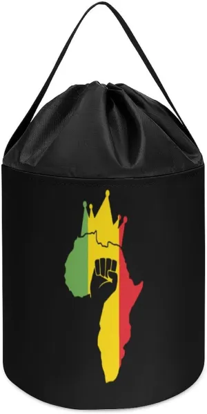Storage Basket Collapsible Building Bag with Drawstring Halloween Easter proficient enterprise title fiery impetus presumably Basket Black Power Fist on Africa Map Block Toys 