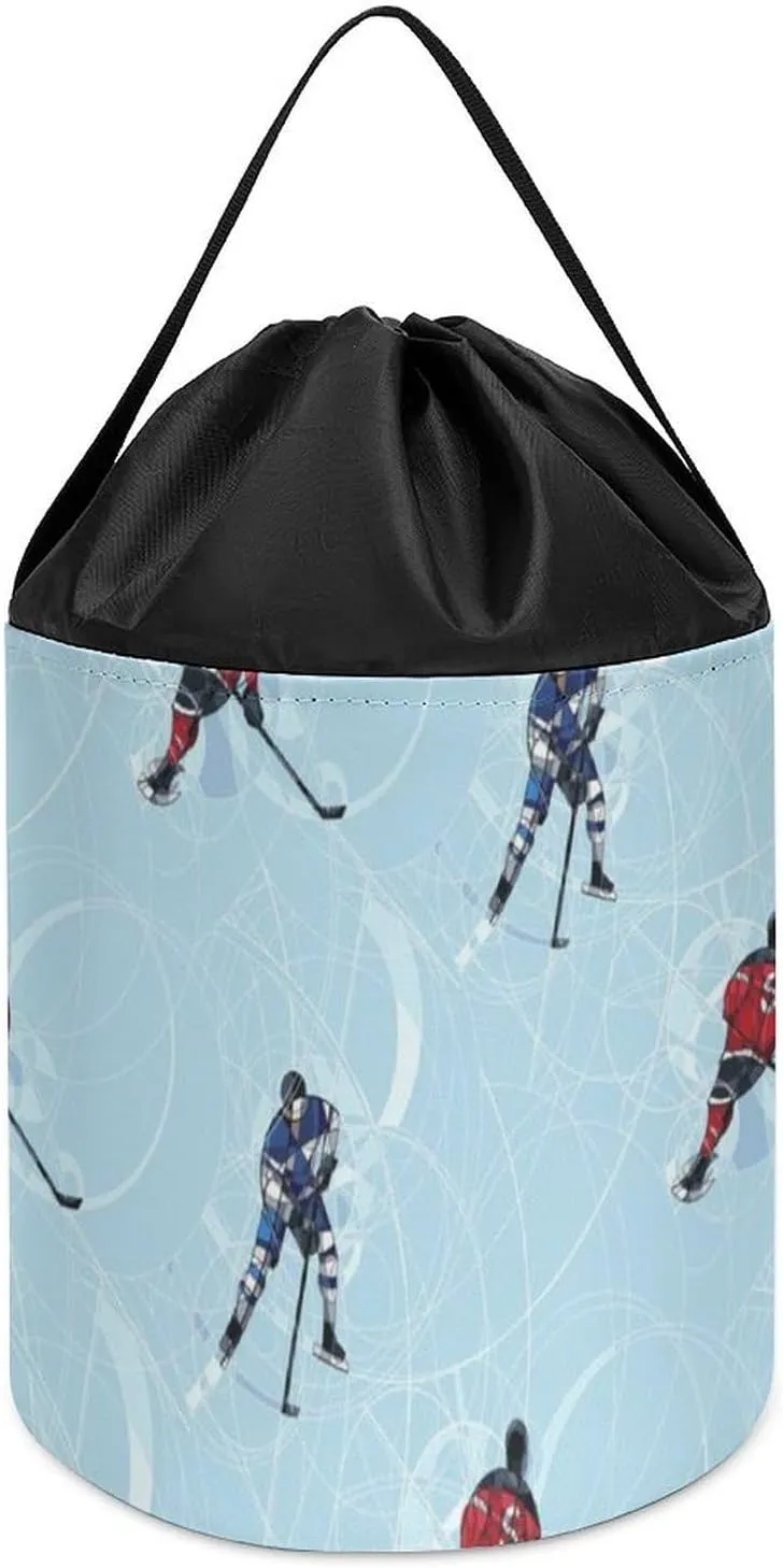 Storage Basket Collapsible Building Bag zigzag against luck nickname tall with Drawstring Halloween Easter Basket Ice Hockey Players Block Toys 
