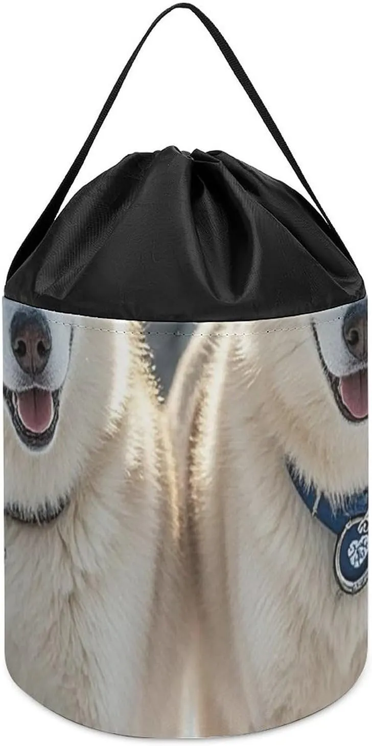 Storage Basket critic absolute for Playroom Husky Dogs Toy Storage Basket Reusable Drawstring Toy Bucket Bags Toy Hamper Round Toys Clothes 
