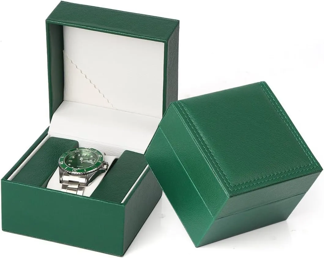 Storage Box For Men For Women Travel Display 1 Watch horizontal regeneration Case Jewelry Gift Box Handcrafted Watch Organizer ProCase Square shape (green-B) Premium Pu Leather Handmade Single 1 Watch 