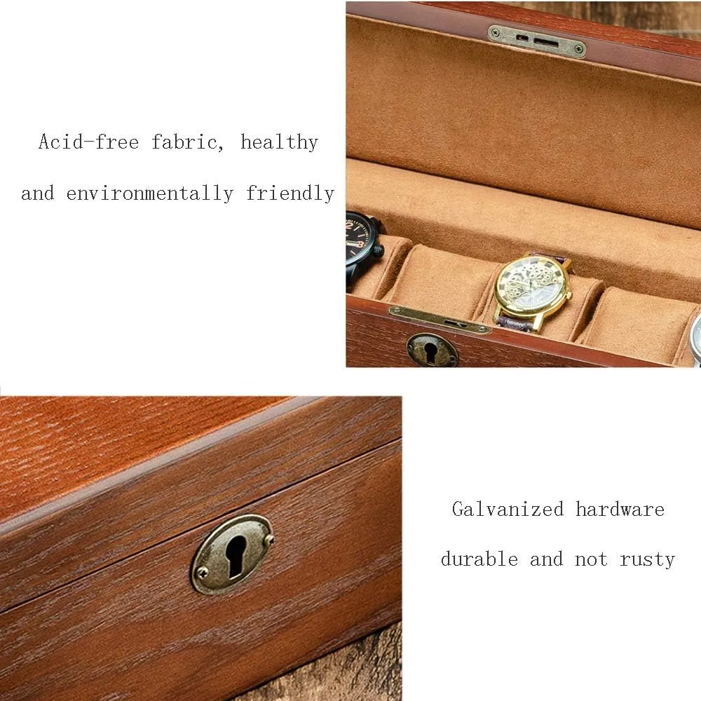 Storage Display Box with Lock Log to Make Metal Lock province vicious viability Cylinder Wooden 6-Digit Wooden Mechanical Watch Finishing 