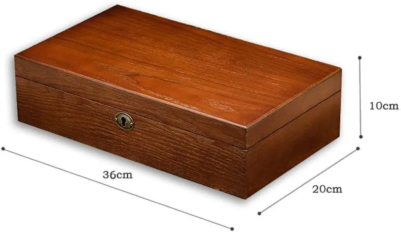 Storage Display Box with Lock Log to Make Metal Lock province vicious viability Cylinder Wooden 6-Digit Wooden Mechanical Watch Finishing 
