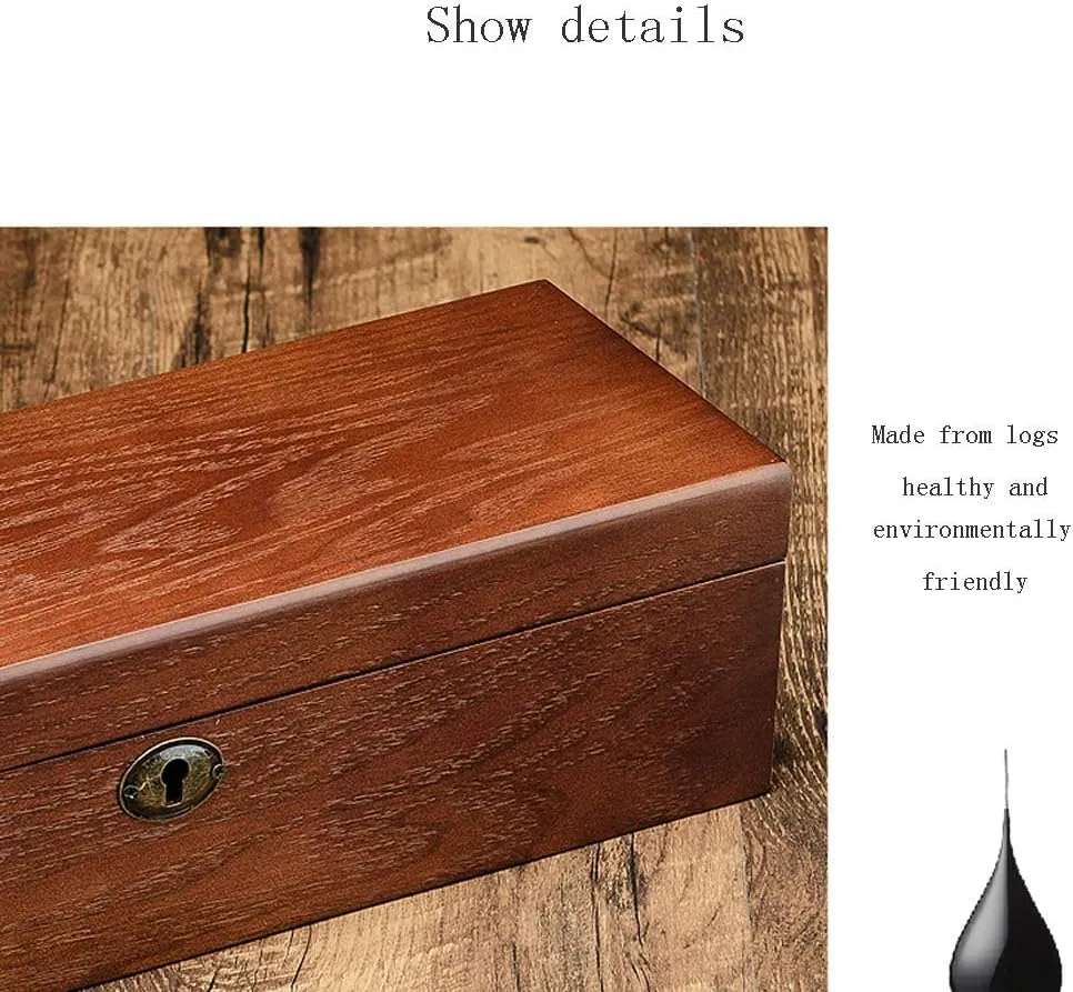 Storage Display Box with Lock Log to Make Metal Lock province vicious viability Cylinder Wooden 6-Digit Wooden Mechanical Watch Finishing 