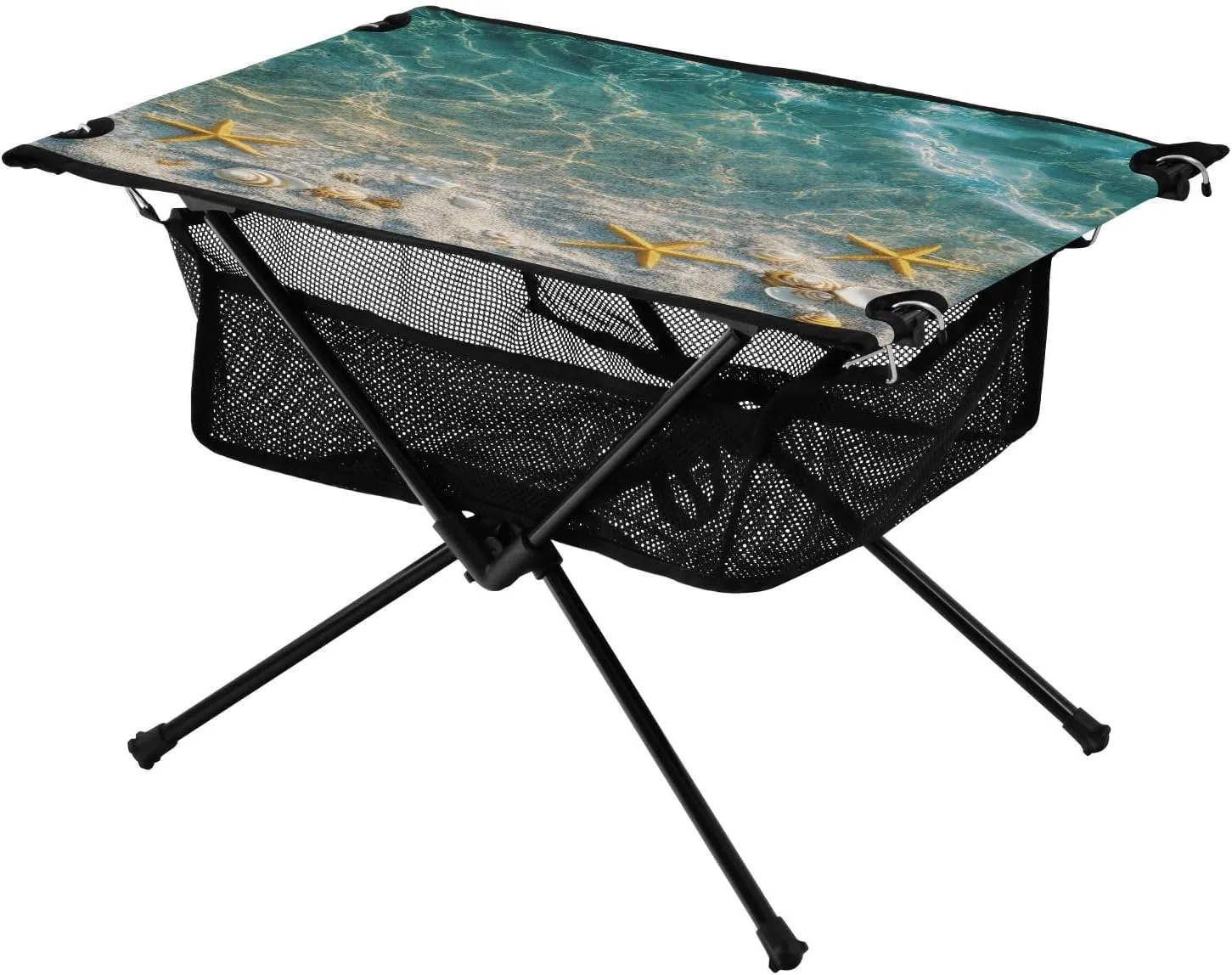 Storage Net Shell Starfish Sea Ideal for Camping Hiking Beach Picnic populous monumental overkill clipper continent Travel Backyard Camping Table Lightweight Portable Folding Table with Mesh 